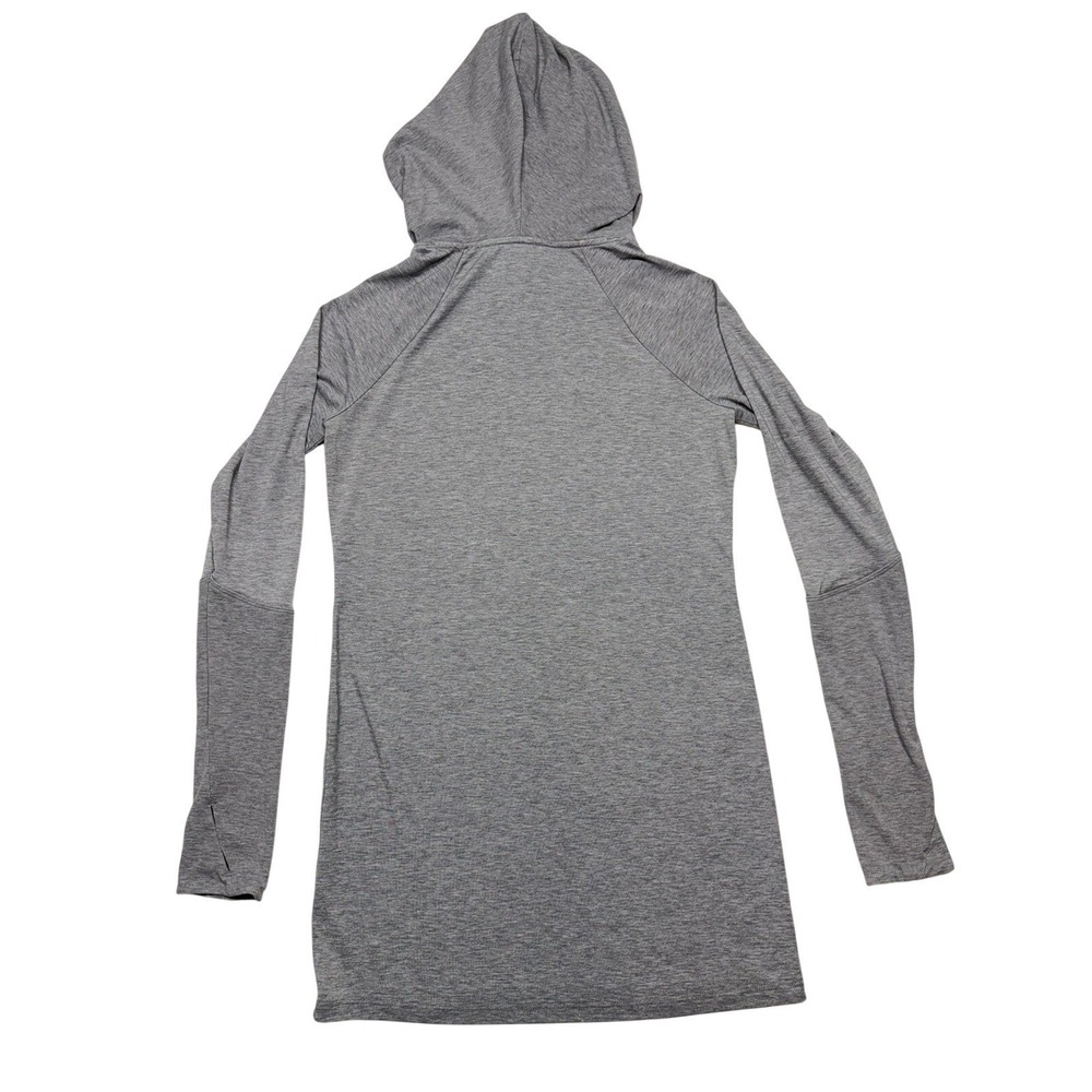 Athleta Gray Hooded Tunic Top Cowl Neck Thumbhole Long Sleeve XS Heathered Gray - Picture 3 of 6